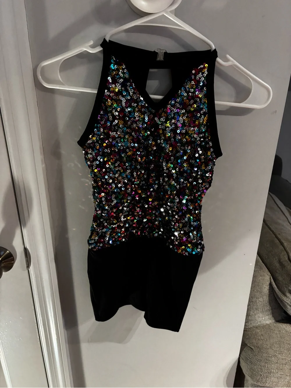 DANCE COSTUME Black Sequin Party Dress - Multicolor Sparkle